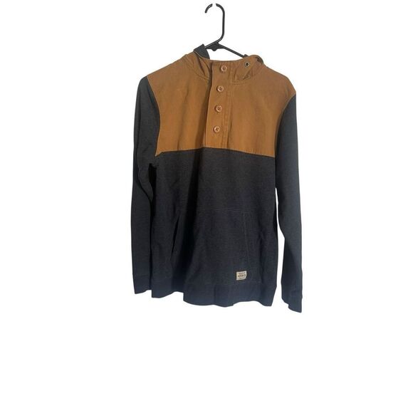 Dravus Mens Gray Brown Colorblock Long Sleeve Henley Pullover Hoodie Size Medium - Picture 3 of 10